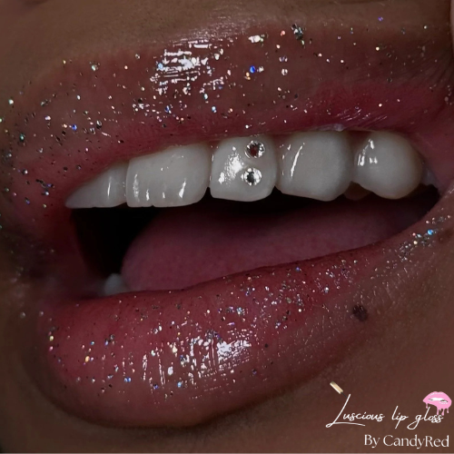 (3 Piece Set) Queen Ice Me Out Glitter Faux Wand, Candy Tube And Wine Glass Luscious Lip Gloss