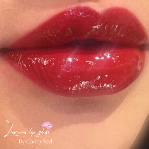 (3 Piece Set) Candy Red Wine Glass, Faux Wand And Candy Tube Luscious Lip Gloss