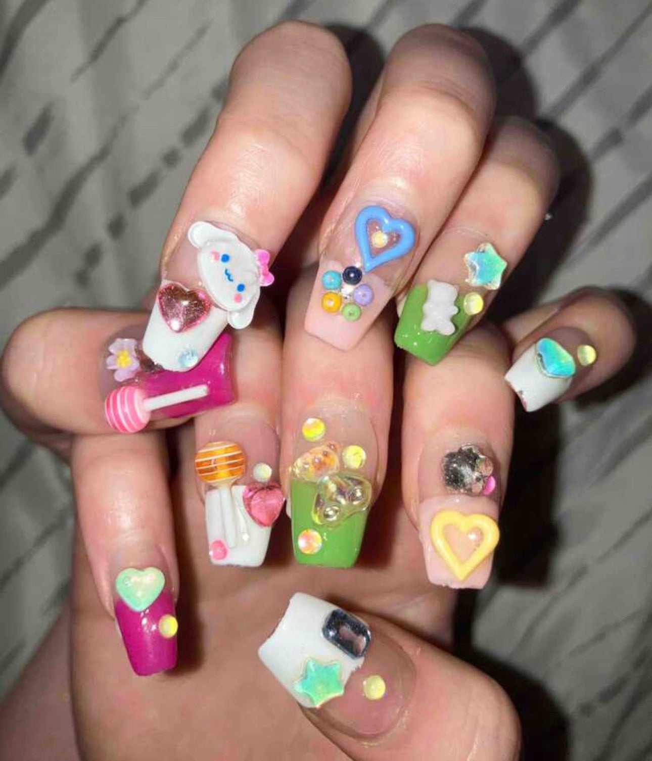 Long Coffin Heart, Candy, And Stars Rhinestone