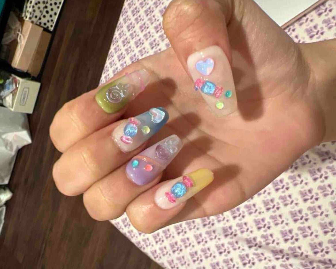 Glow In The Dark Handmade 3D Design With Sweet Heart, Lollipop & Hazy Colors