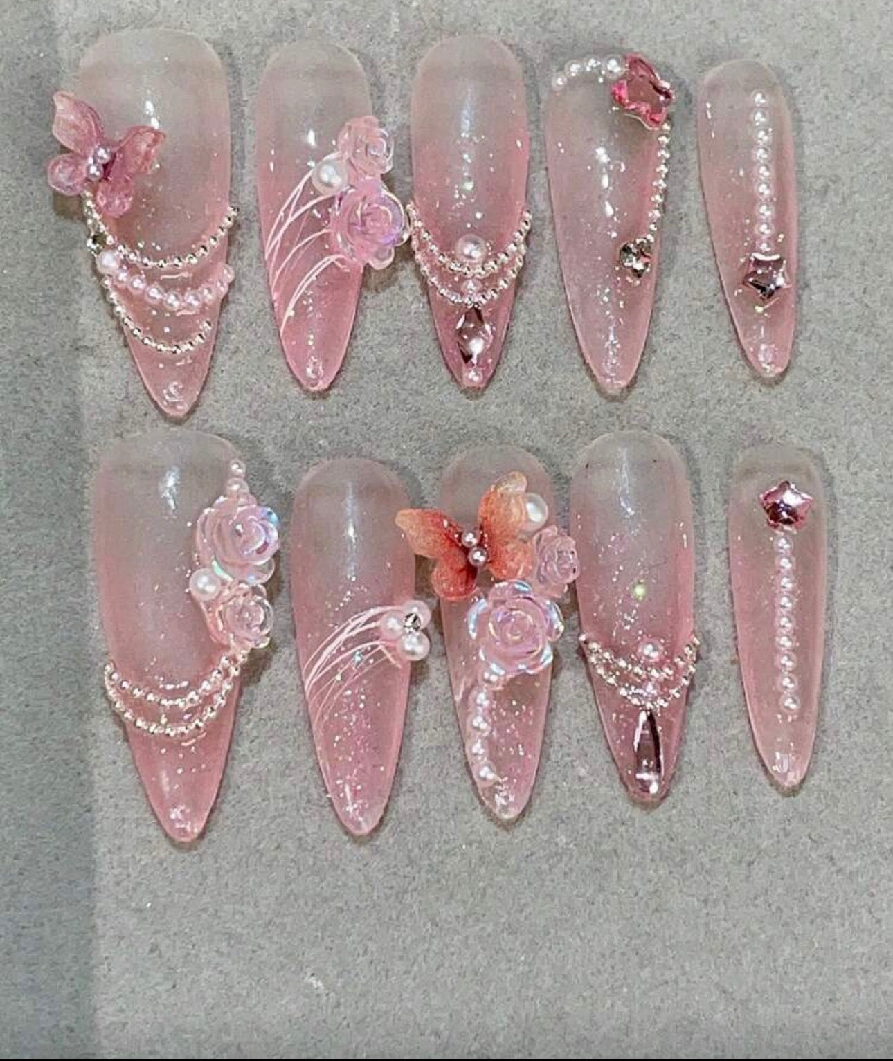 Pure Handmade Pearl & Diamond Butterfly