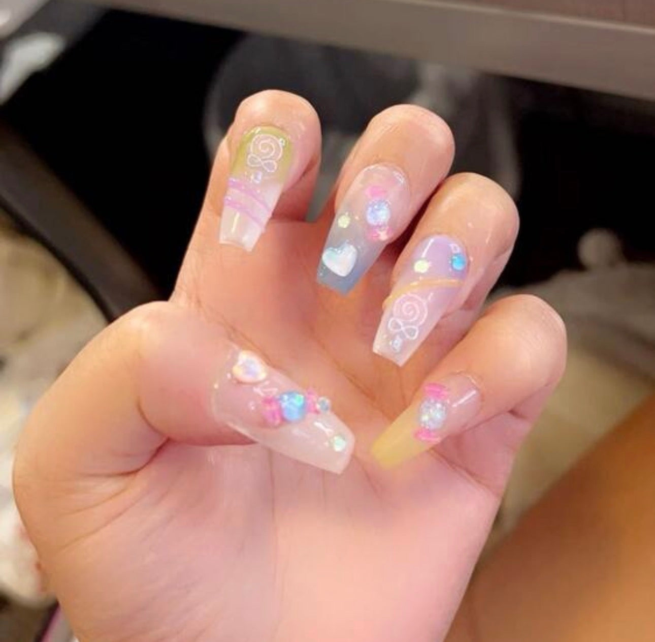 Glow In The Dark Handmade 3D Design With Sweet Heart, Lollipop & Hazy Colors