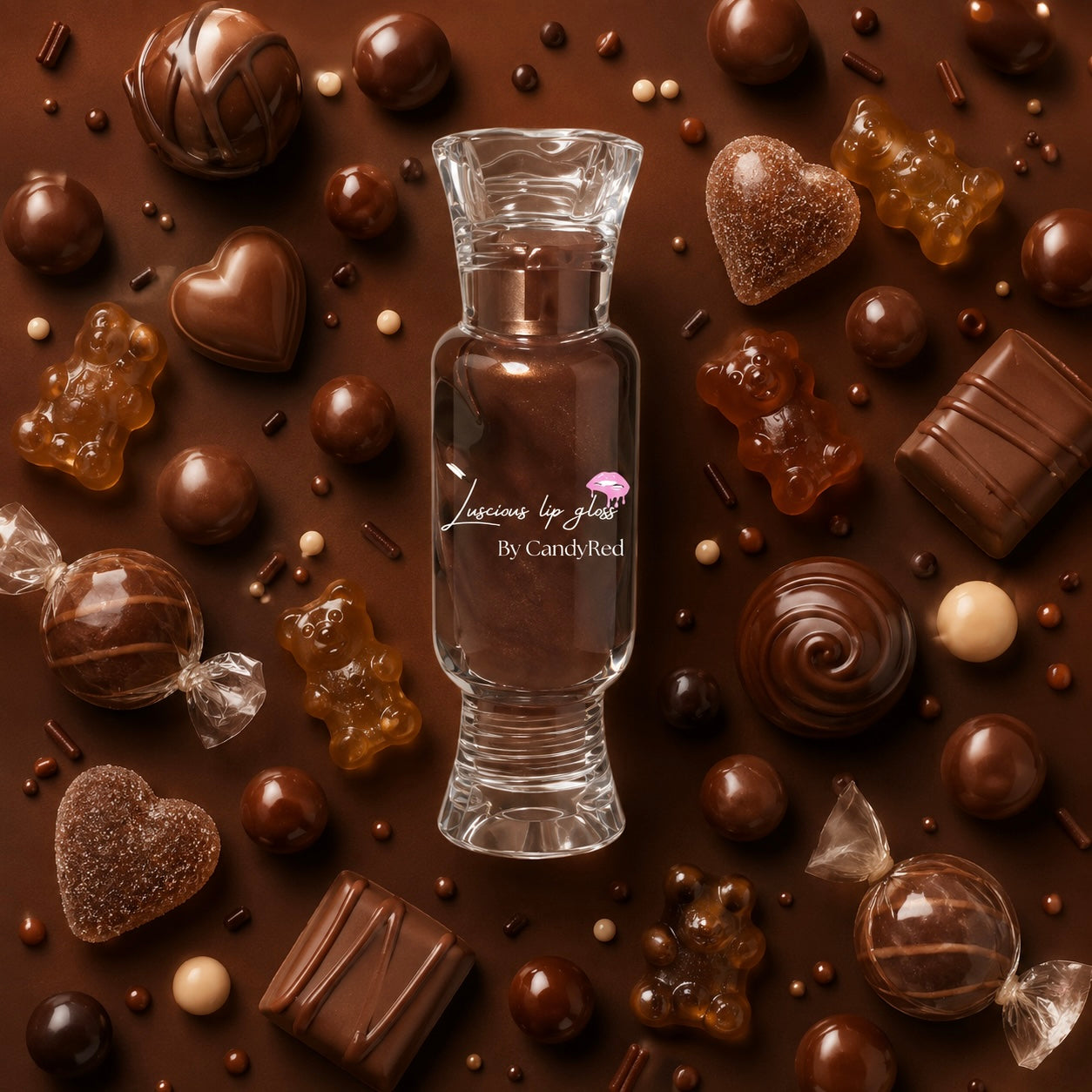Mocha Nude Brown Candy Tube Luscious Lip Gloss