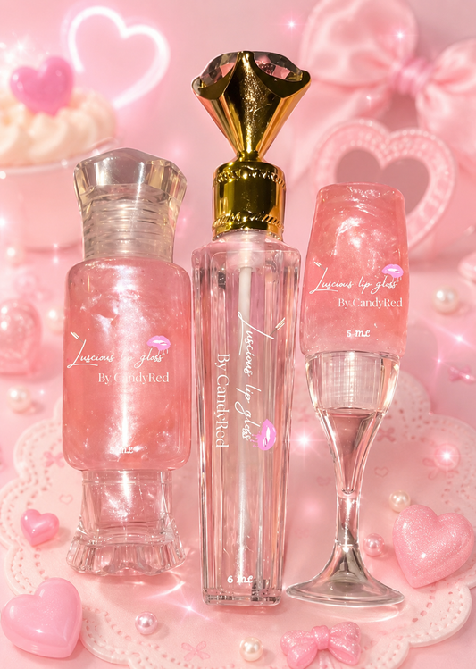 (3 Piece Set) Bubble Gum Pink Wine Glass, Faux Wand And Candy Tube  Luscious Lip Gloss