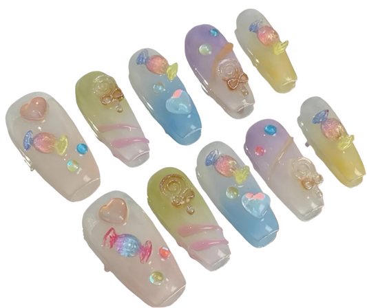 Glow In The Dark Handmade 3D Design With Sweet Heart, Lollipop & Hazy Colors
