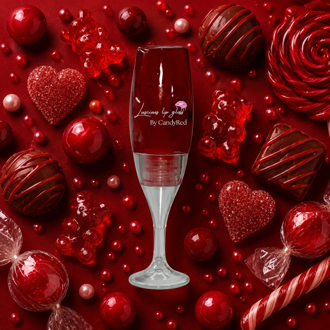 Candy Red Luscious Wine Glass Lip Gloss